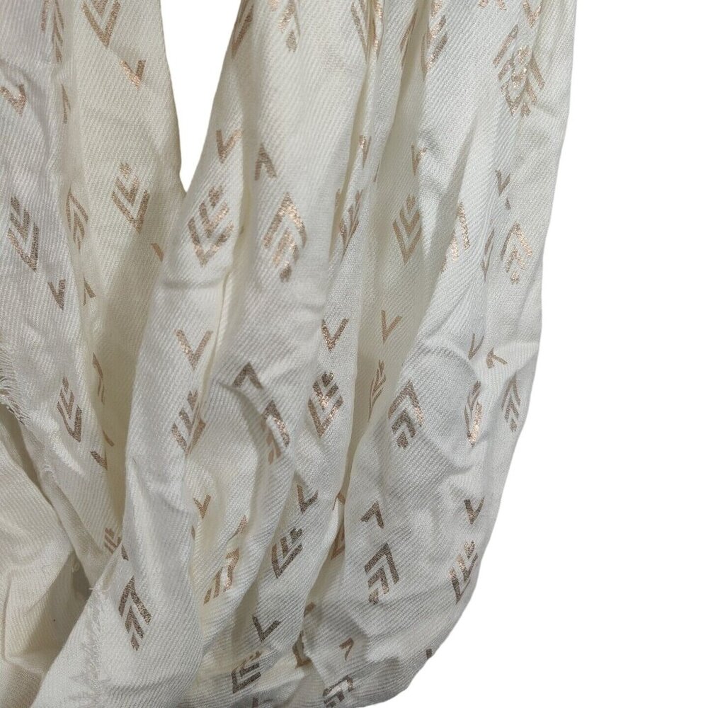 Apt 9 Cream Gold Infinity Loop Scarf Raw Hem NEW